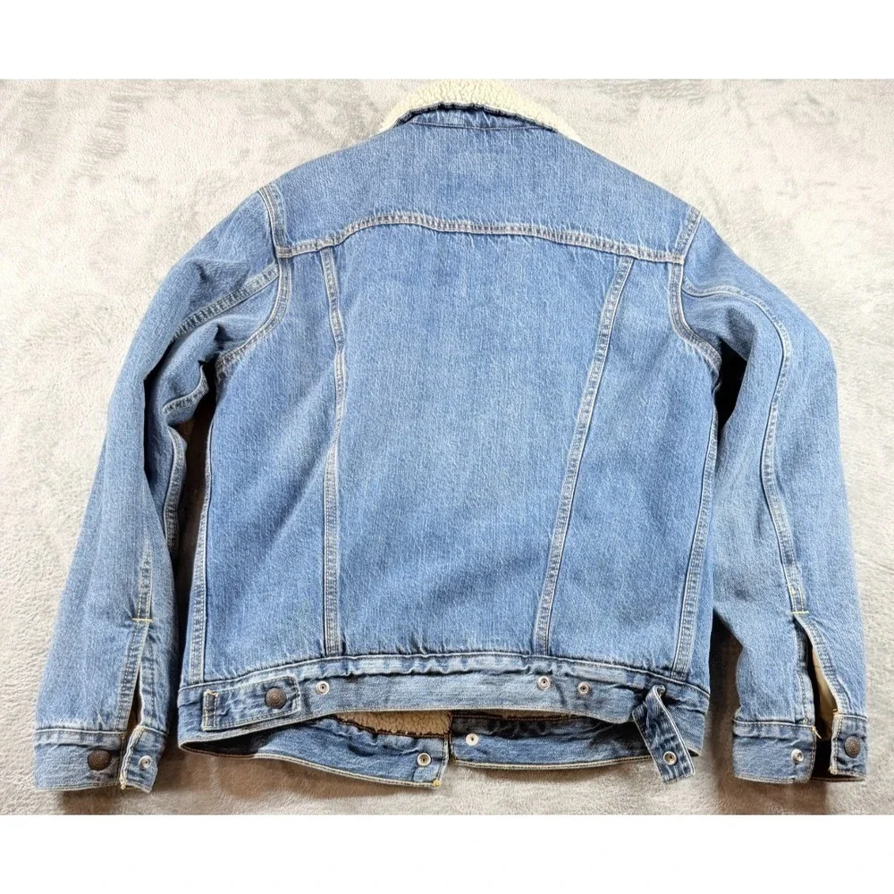 Levi's Premium Sherpa Lined Denim Trucker Jacket Small Fleece Western‎